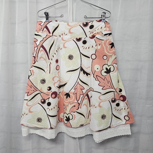 Apostrophe Pink Green Floral Skirt Retro Y2K Boho Eyelet Fairy Festival 10 - Picture 1 of 14